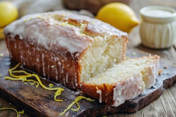 Fototapeta na wymiar a loaf of lemon bread with lemon zest