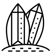 Surfing Board Line Icon