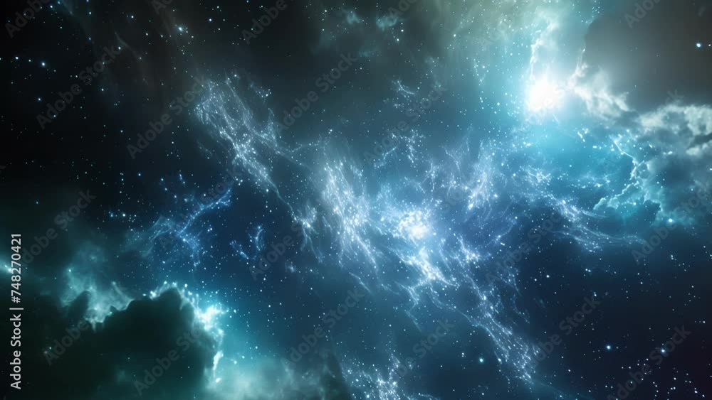 Poster a serene world of weightlessness where wispy clouds of particles ebb and flow in a weightless sympho