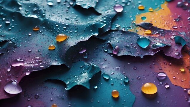 drops of water on wet abstract background 