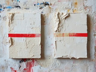 a white square with red stripes on it