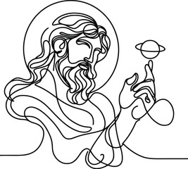 god in continuous line drawing minimalist, simplicity contour, 