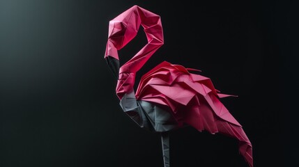 Origami flamingo  - obrazy, fototapety, plakaty