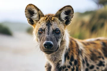 Photo sur Plexiglas Hyène a hyena looking at the camera