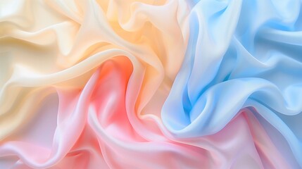 Folded Blue, Pink, White, and Pastel Blue Silk Background Texture Wallpaper