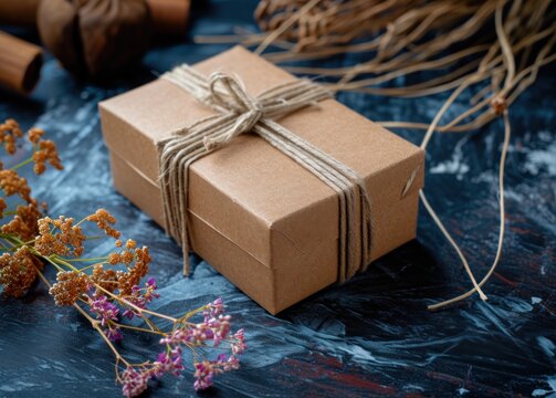 a box tied with string