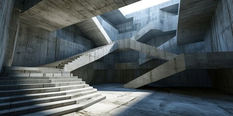 a concrete building with stairs - Powered by Adobe