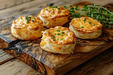 a group of biscuits on a cutting board