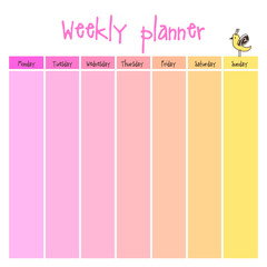 Planning template. Note paper, Notes, to do list. Organiser. Note paper. Weekly. Printable.