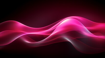 Abstract pink wave texture with glowing defocused particles. Cyber or technology digital landscape background