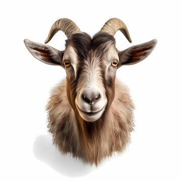 Goat face shot isolated on transparent background cutout