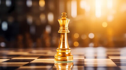 Gold queen is the leader of the chess in the game on board. Business concept. Strategy, Success, management, business planning, disruption and leadership concept .