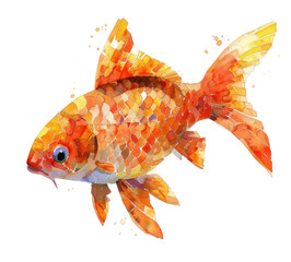 an orange fish watercolor painting on white background