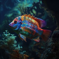 Fototapeta premium a colorful fish swimming in water