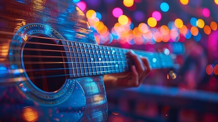 Naklejka premium music band plays in a studio music video, guitar sings and plays instrument created by ai