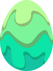 Easter egg decorated with 3D effect abstract waves motif on transparent background
