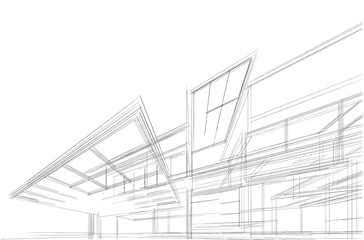  architectural drawing 3d illustration