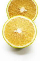 Citrus sinensis, sweet orange fruit on white background