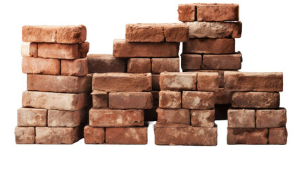 Fototapeta premium Old bricks isolated on transparent a white background