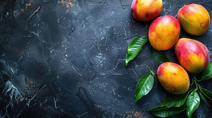 mangoes lie on isolated background space for text