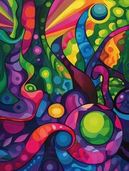 Obraz premium Surreal Abstract Colorful Background: Card Template