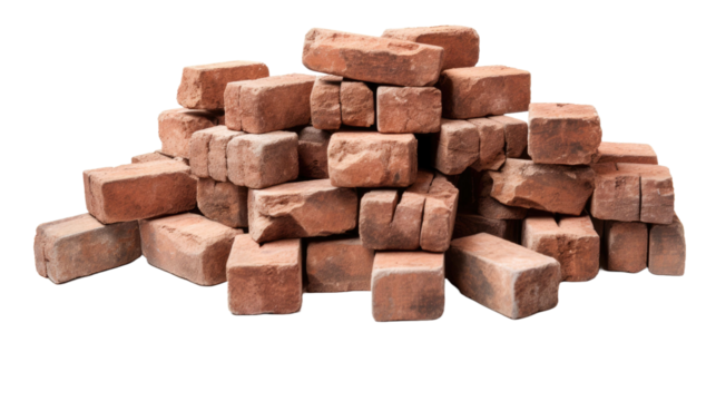 Old bricks isolated on transparent a white background