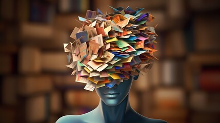 Learning To Read And Reading Comprehension Or Language Spoken And Autistic Spectrum Or Dyslexia Disorder Concept As A Human Head As A Mental Health Symbol. - obrazy, fototapety, plakaty