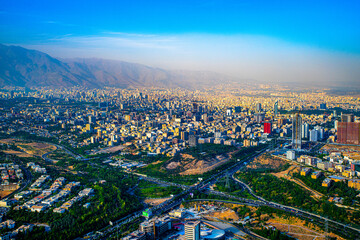 Aerial View of Tehran Cityscape at Dusk, Iran