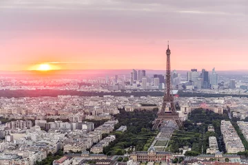 Poster de jardin Paris Panorama of Paris from above at sunset