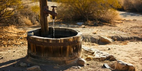 a water spouting out of a barrel