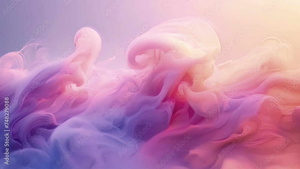 Poster macro shot of smoke in motion with soft edges and muted colors blending together in a dreamlike haze