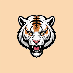 Colorful Tiger roaring vector mascot illustration.
Tiger. Roaring tiger logo. Tiger growling, grinning  Beautiful, breathtaking tiger