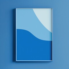 Art on Blue Wall: Picture Frame Mockup