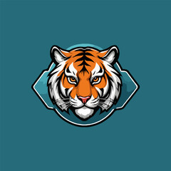 Colorful  tech Tiger roaring vector mascot illustration.
Tiger. Roaring tiger logo. Tiger growling, grinning  Beautiful, breathtaking tiger