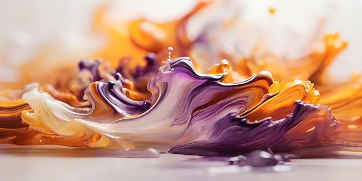 An abstract blur of saffron and amethyst colors with a grainy texture on a white background