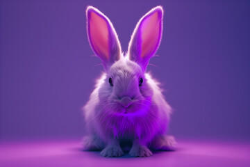 Obraz premium Cute Easter bunny on a purple background