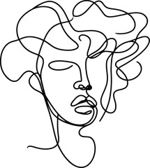 woman face  in continuous line drawing minimalist, simplicity contour, 