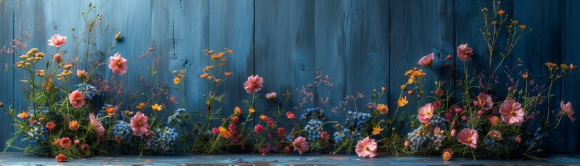 Antique flora and delicate petals in a rustic setting, vintage garden design with a focus on natural texture and the tranquil beauty of blooming wildflowers. - obrazy, fototapety, plakaty