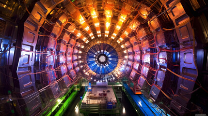 Display of Technological Marvel: A Glimpse into the Complex World of Particle Accelerators - obrazy, fototapety, plakaty