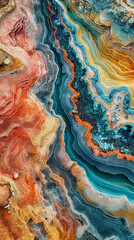 Aerial view photo of a multicolored mineral deposit