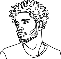 male hairstyle  in continuous line drawing minimalist, simplicity contour,