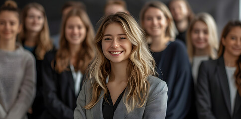 Fototapeta premium young happy business women. Generative AI