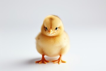 Fototapeta premium High-quality image of a innocent and pure chick on white background, capturing the beauty of youth