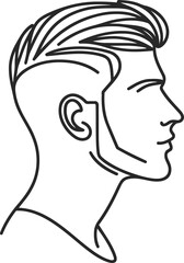 male hairstyle  in continuous line drawing minimalist, simplicity contour,