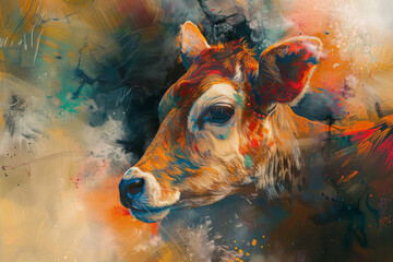impressionism art cow - obrazy, fototapety, plakaty