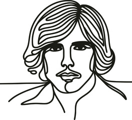 male hairstyle  in continuous line drawing minimalist, simplicity contour,