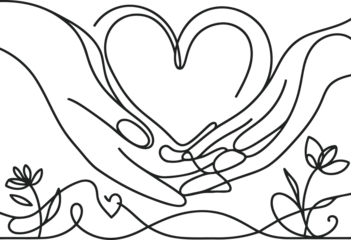 heart, love in continuous line drawing minimalist, simplicity contour.