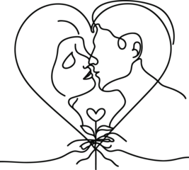heart, love in continuous line drawing minimalist, simplicity contour.