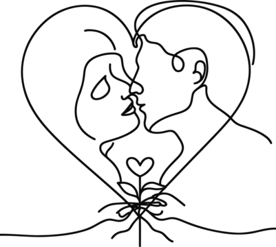 heart, love in continuous line drawing minimalist, simplicity contour.