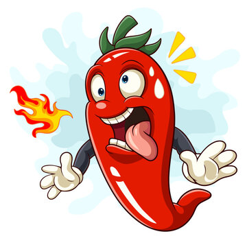 Cartoon chili pepper with tongue out